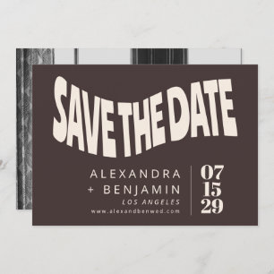 Groovy Retro Mod Brown Unique Wedding Photo Save The Date
