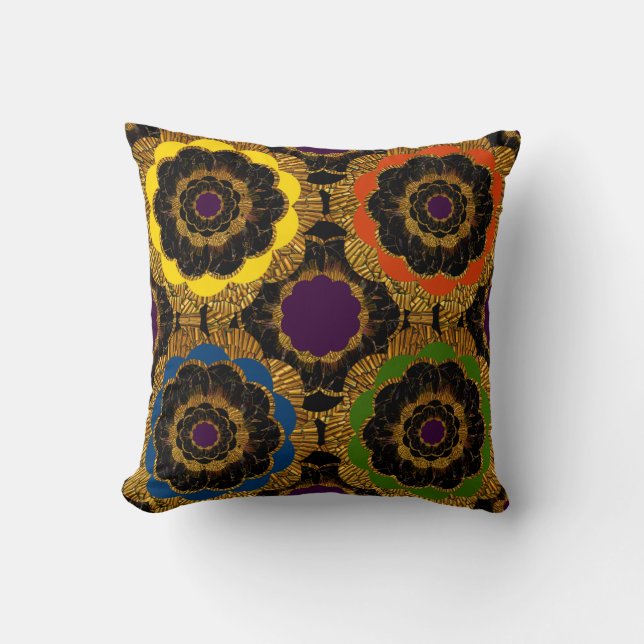 Groovy retro mod flower hippy cushion (Front)