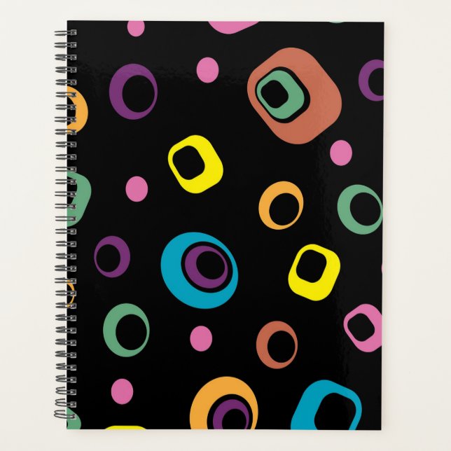 Groovy Retro Mod Geometric Abstract Hardcover  Planner (Front)