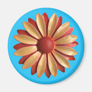 Groovy Retro MOD Hippie Daisy Flower Spring Blue Magnet