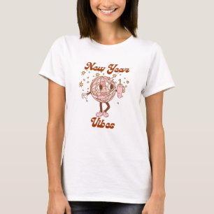 Groovy Retro New Year Vibes Party Celebration 2025 T-Shirt