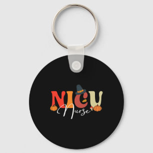 Groovy Retro NICU Nurse Fall Vibes Autumn Thanksgi Key Ring