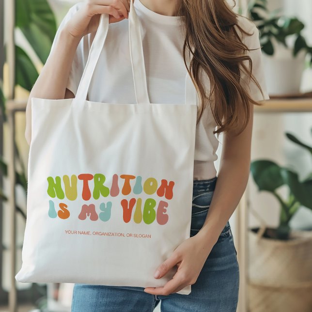 Groovy Retro Nutrition is My Vibe, Nutritionist Tote Bag (Creator Uploaded)