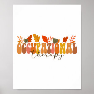 Groovy Retro Occupational Therapy Vintage Fall Lea Poster