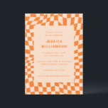 Groovy Retro Orange Chequerboard Bat Mitzvah Invitation<br><div class="desc">Groovy Retro Orange Abstract Chequerboard Bat Mitzvah Invitation</div>