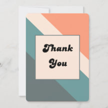 Groovy-Retro Orange & Dusty Blue Wedding Thank You