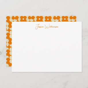 Groovy Retro Orange Flower Personalised Name Card