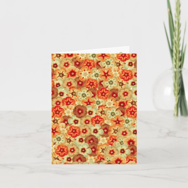 Groovy Retro Orange Hippie Flowers Pattern Card (Front)