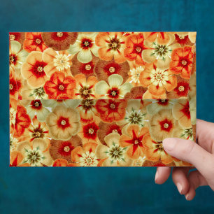 Groovy Retro Orange Hippie Flowers Pattern Envelope