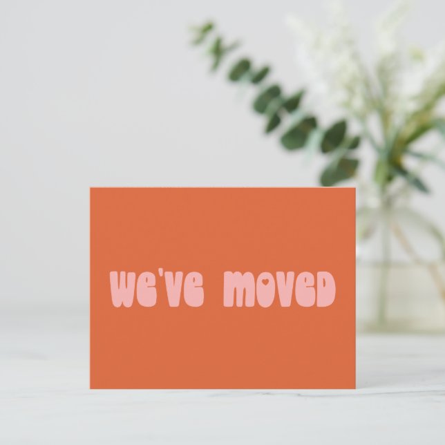 Groovy Retro Orange Simple Moved New Home Address Postcard (Standing Front)