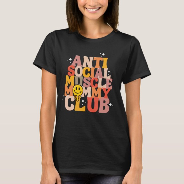 Groovy retro Overstimulated Moms Club Funny mama T-Shirt (Front)