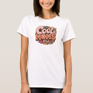 Groovy retro pastel flat flowers cool moms club T-Shirt