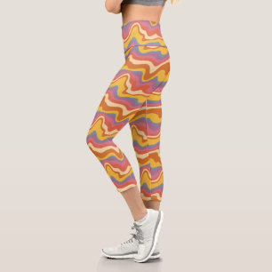 Groovy Retro Pattern Capri Leggings