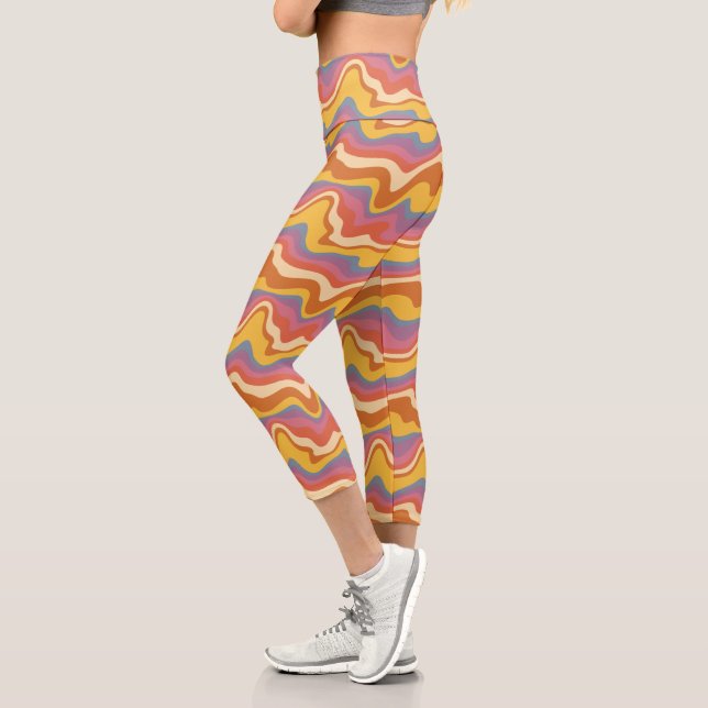 Groovy Retro Pattern Capri Leggings (Left)