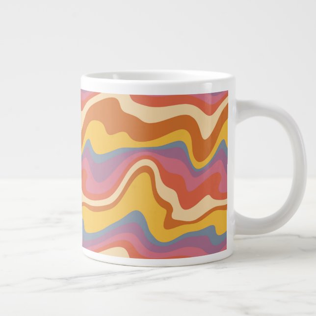 Groovy Retro Pattern Large Coffee Mug (Right)