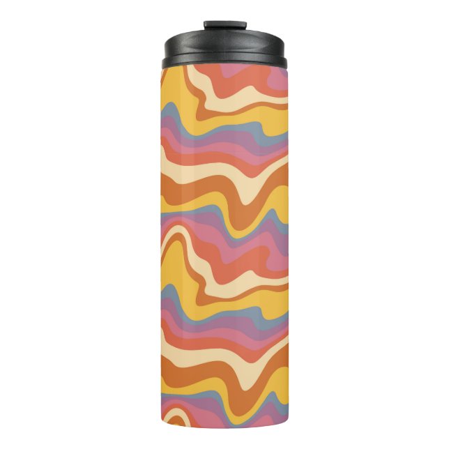 Groovy Retro Pattern Thermal Tumbler (Front)