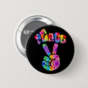 Groovy Retro Peace Hand  6 Cm Round Badge