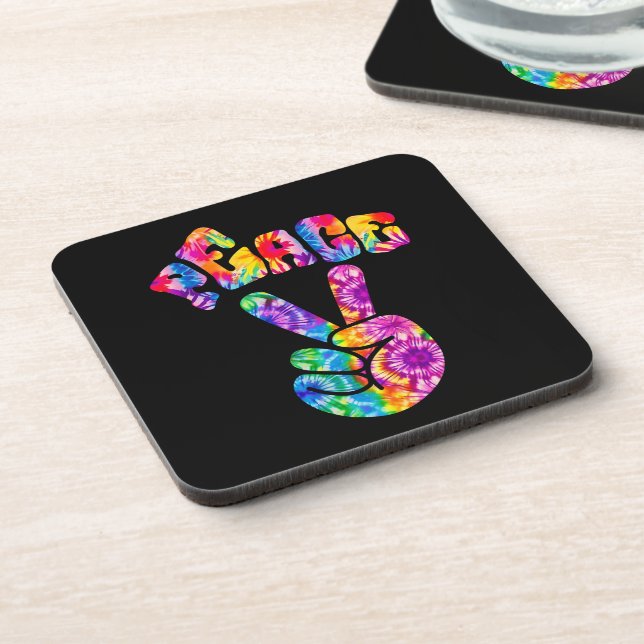 Groovy Retro Peace Hand  Coaster (Left Side)