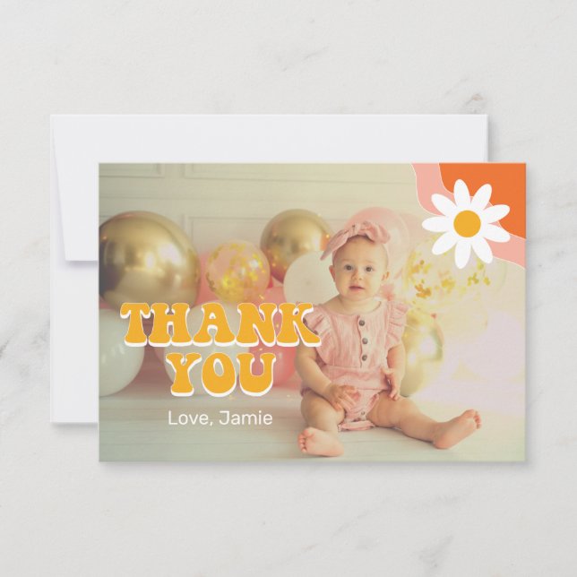 Groovy Retro Personalised Thank You Card (Front)