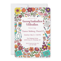 Groovy Retro Pharmacy Graduation Party Invitation