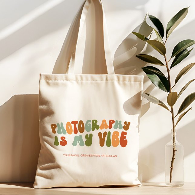 Groovy Retro Photography is My Vibe, Photographer Tote Bag (Creator Uploaded)
