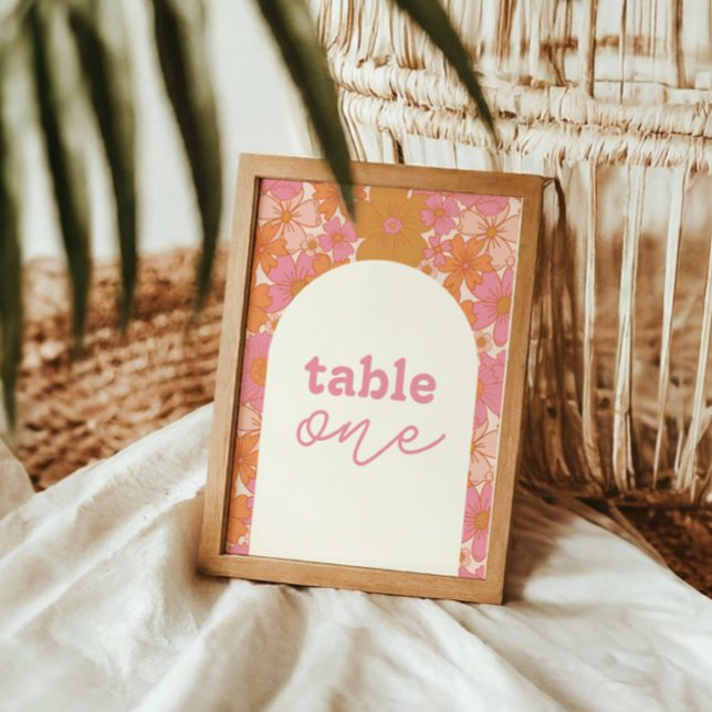 Groovy Retro Pink Floral Arch | Table Number  (Creator Uploaded)