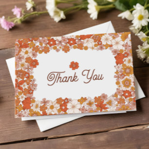 Groovy Retro Pink Orange Bridal Shower Thank You Card