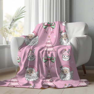 Groovy Retro Pink Santa Claus Wink Sherpa Blanket