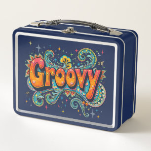 Groovy Retro Psychedelic 70s Funky Hippie Art Metal Lunch Box