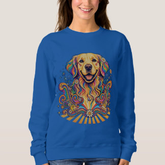 Groovy Retro Psychedelic Golden Retriever Peace Sweatshirt