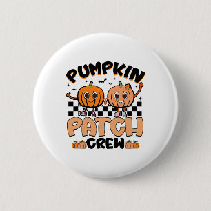 Groovy Retro Pumpkin Patch Crew Squad Thanksgiving 6 Cm Round Badge