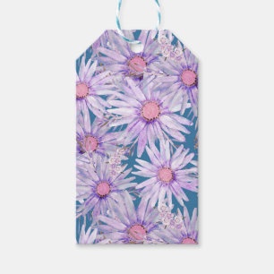 Groovy Retro Purple Daisy Pattern Gift Tags
