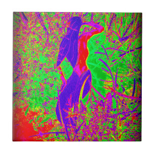groovy retro purple hippie mermaid ceramic tile