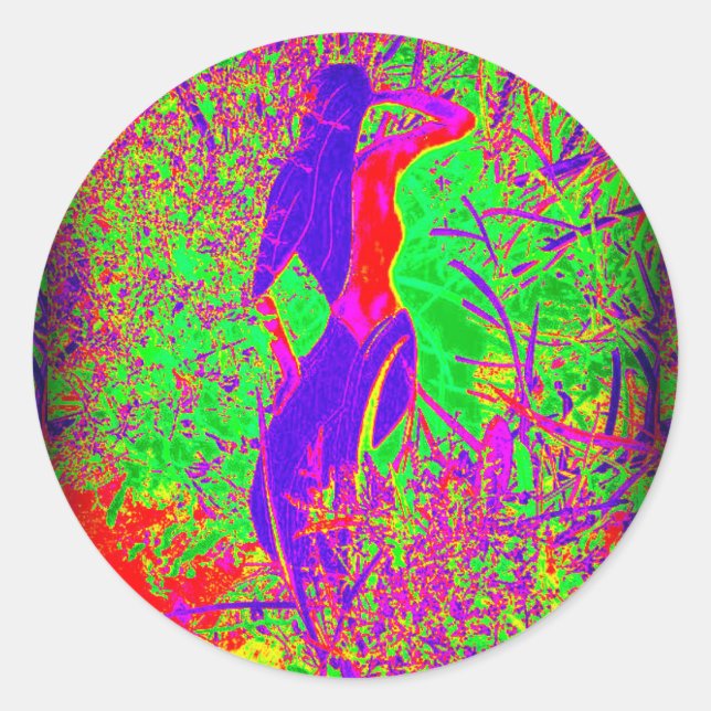 groovy retro purple hippie mermaid classic round sticker (Front)