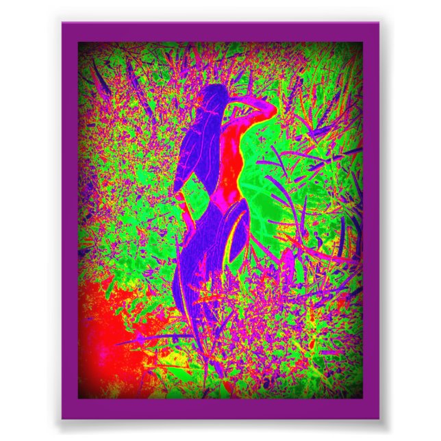 groovy retro purple hippie mermaid photo print (Front)