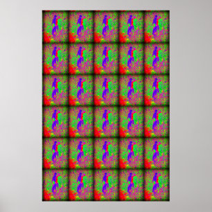 groovy retro purple hippie mermaids poster