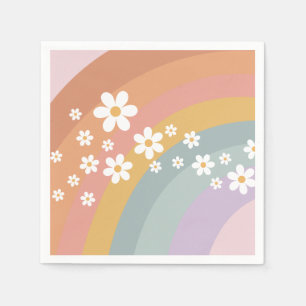 Groovy Retro Rainbow and Daisy Napkin