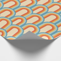 Groovy Retro Rainbow Arches in Orange and Blue