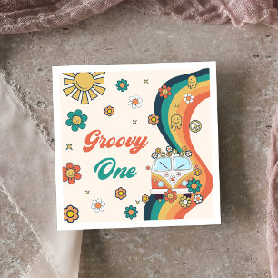Groovy Retro Rainbow Birthday Party Napkins