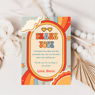 Groovy Retro Rainbow Birthday Thank You Card 