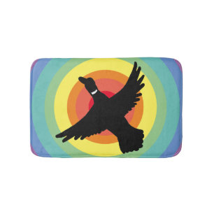 Groovy Retro Rainbow Circles Duck Bath Mat