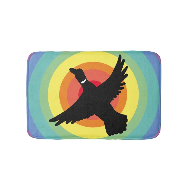 Groovy Retro Rainbow Circles Duck Bath Mat (Front)