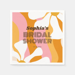 Groovy Retro Rainbow Daisy Flowers Bridal Shower Napkin