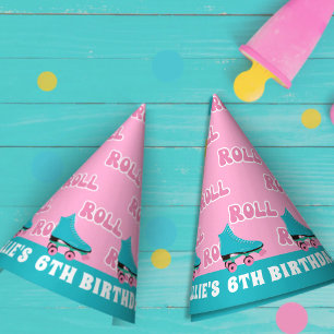Groovy Retro Rainbow Roller Skating Birthday Party Hat
