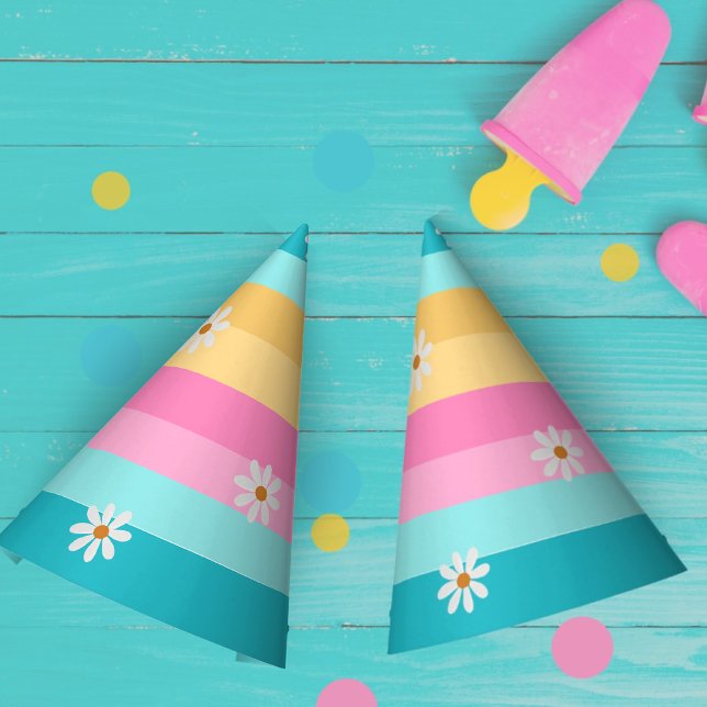 Groovy Retro Rainbow Roller Skating Birthday Party Hat (Creator Uploaded)