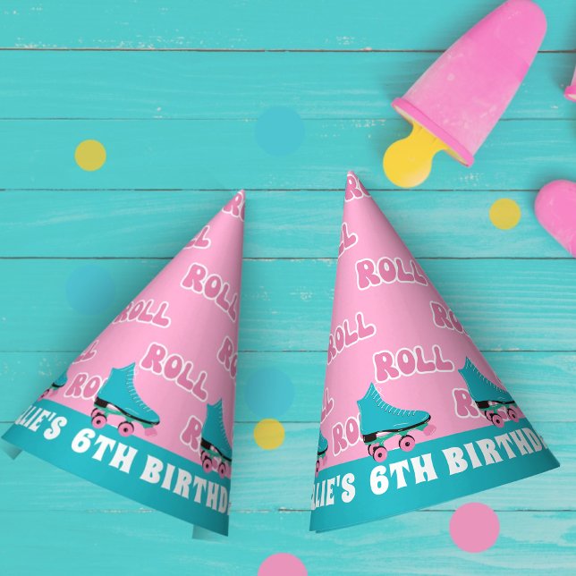 Groovy Retro Rainbow Roller Skating Birthday  Party Hat (Creator Uploaded)