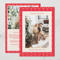 Groovy Retro Red and Pink Photo Letter Christmas