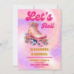 Groovy Retro Roller Skating Wedding Invitation
