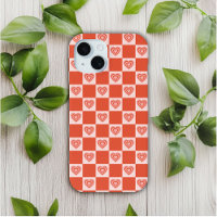 Groovy Retro Romantic Love Heart Red Chequerboard
