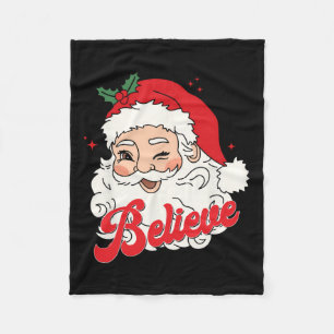 Groovy Retro Santa Claus Believe Christmas Women K Fleece Blanket